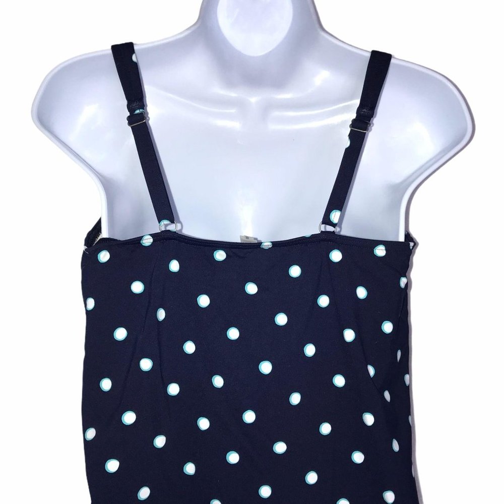 Lands' End Blue Polka Dot Lined Tankini Top 6L - Picture 7 of 8